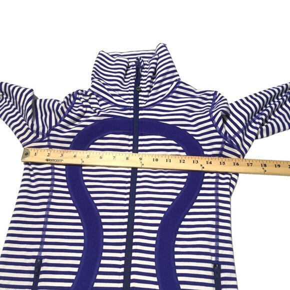 Lululemon In Stride Jacket Pigment Blue White Narrow Bold Stripe Women Size 4 - Picture 11 of 16